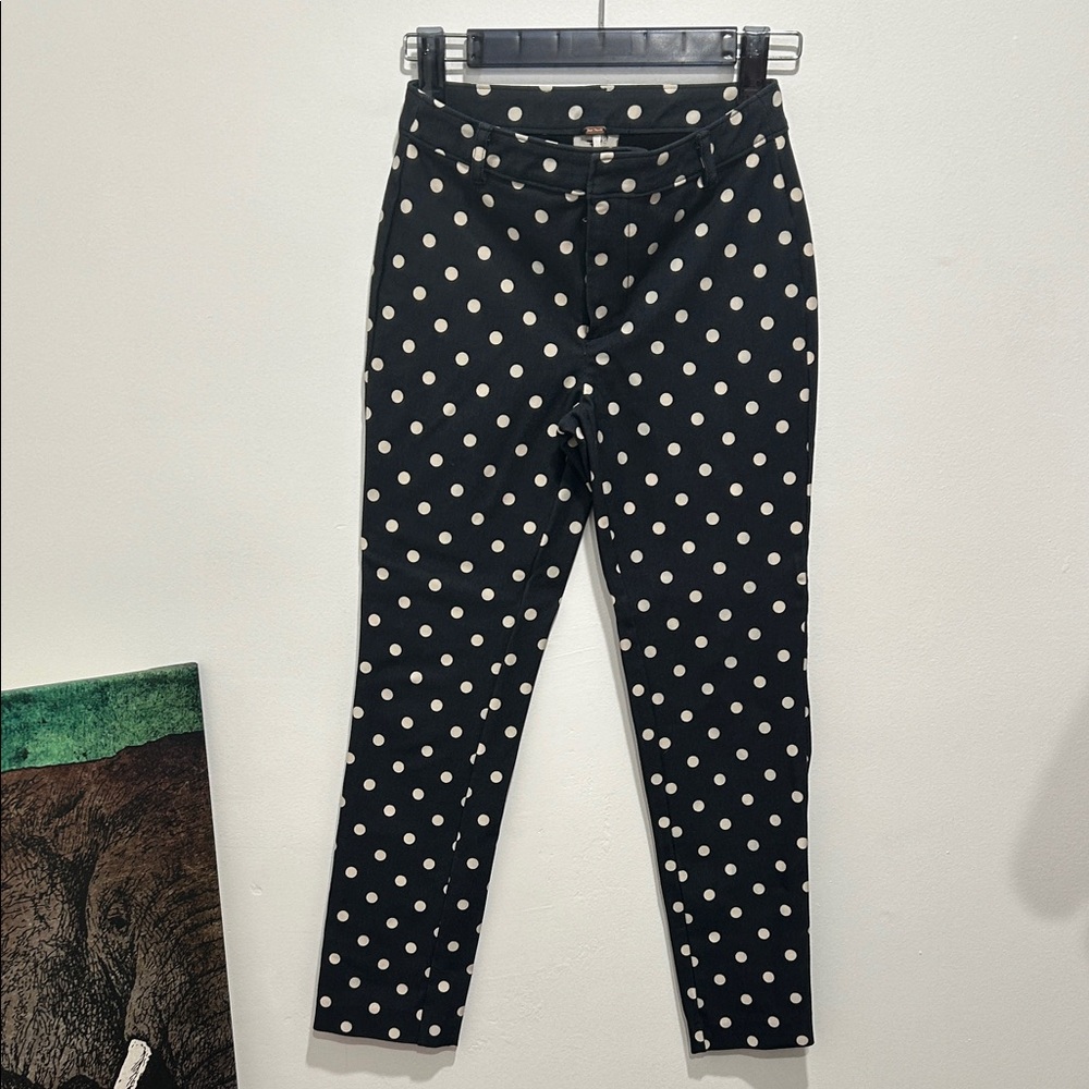 Free People Black Skinny Jeans with White Polka Dots